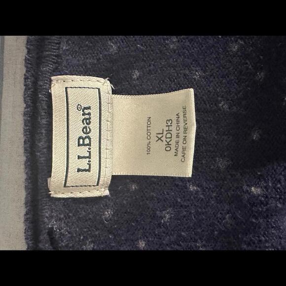 L.L. Bean 100% cotton navy blue polka-dot button-down cardigan sweater Size XL - Picture 7 of 7